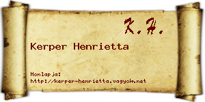 Kerper Henrietta névjegykártya